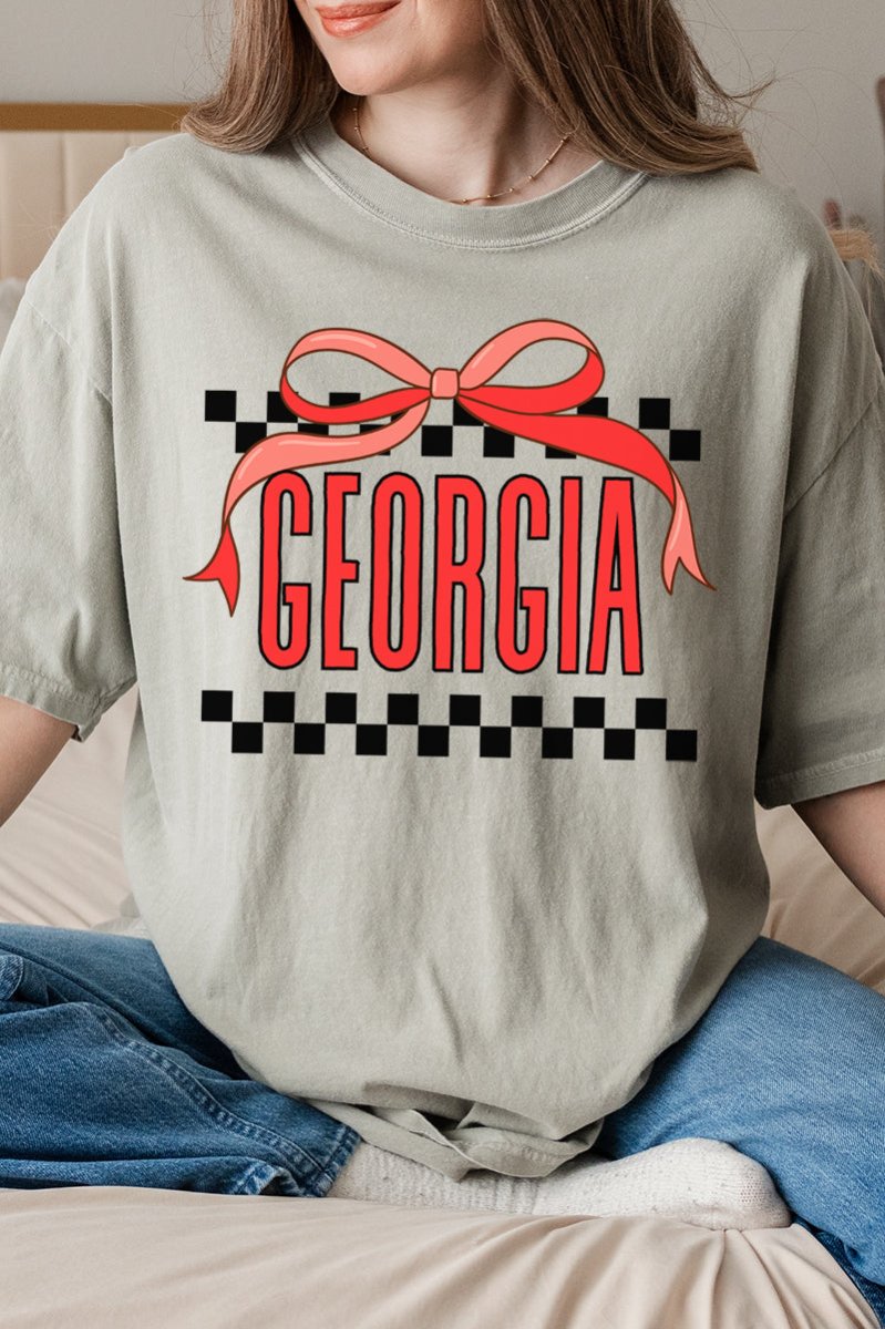 Bow Georgia Check Comfort Colors Adult Ring - Spun Cotton Tee - Wholesale Accessory Market