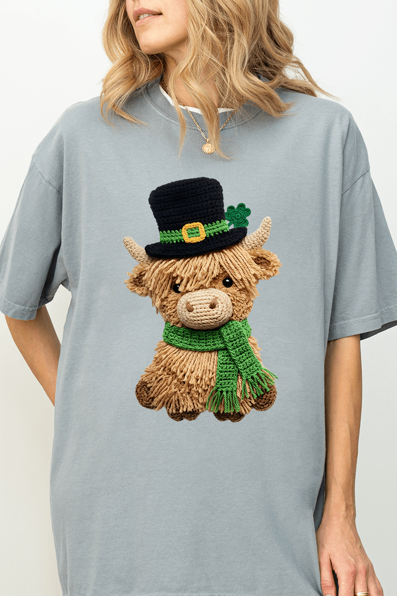 Shamrock & Moo Faux Yarn Comfort Colors Adult Ring - Spun Cotton Tee - Wholesale Accessory Market