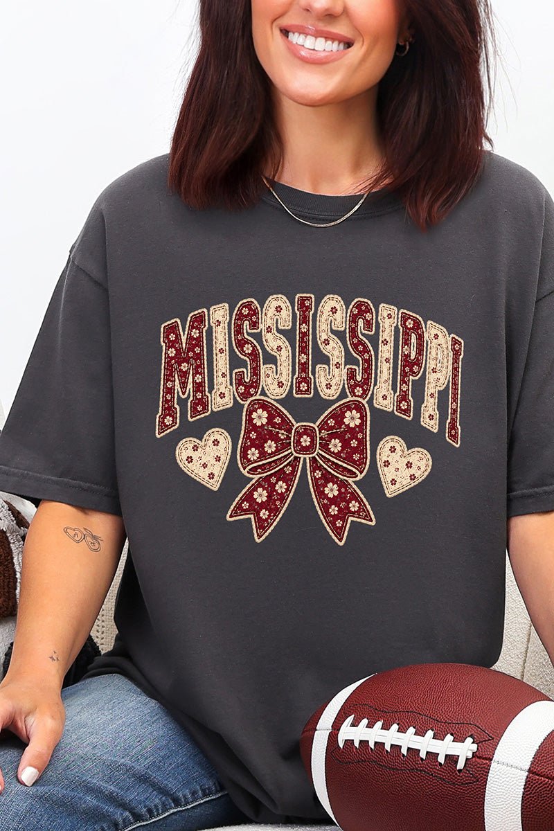 Mississippi Blooming Bow Comfort Colors Adult Ring-Spun Cotton Tee - Wholesale Accessory Market