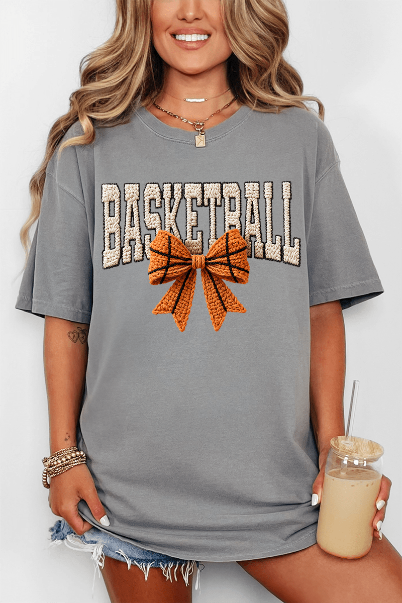 Faux Yarn Basketball Coquette Comfort Colors Adult Ring - Spun Cotton Tee - Wholesale Accessory Market