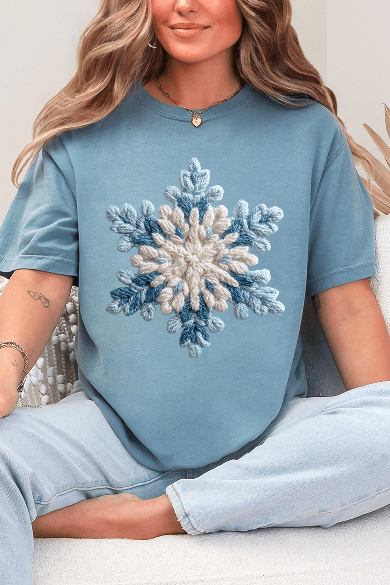 Faux Yarn Snow Day Snowflake Comfort Colors Adult Ring - Spun Cotton Tee - Wholesale Accessory Market