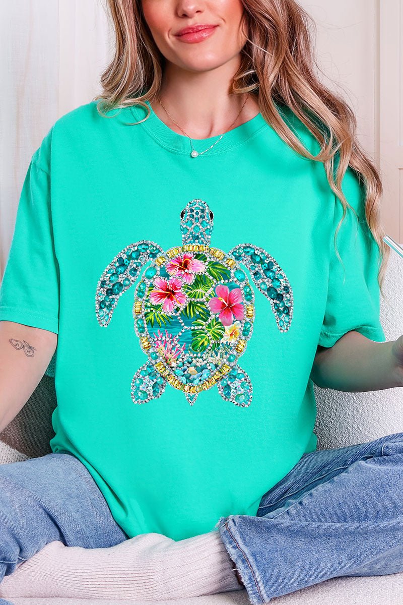 Seaside Sparkle Turtle Comfort Colors Adult Ring - Spun Cotton Tee - Wholesale Accessory Market