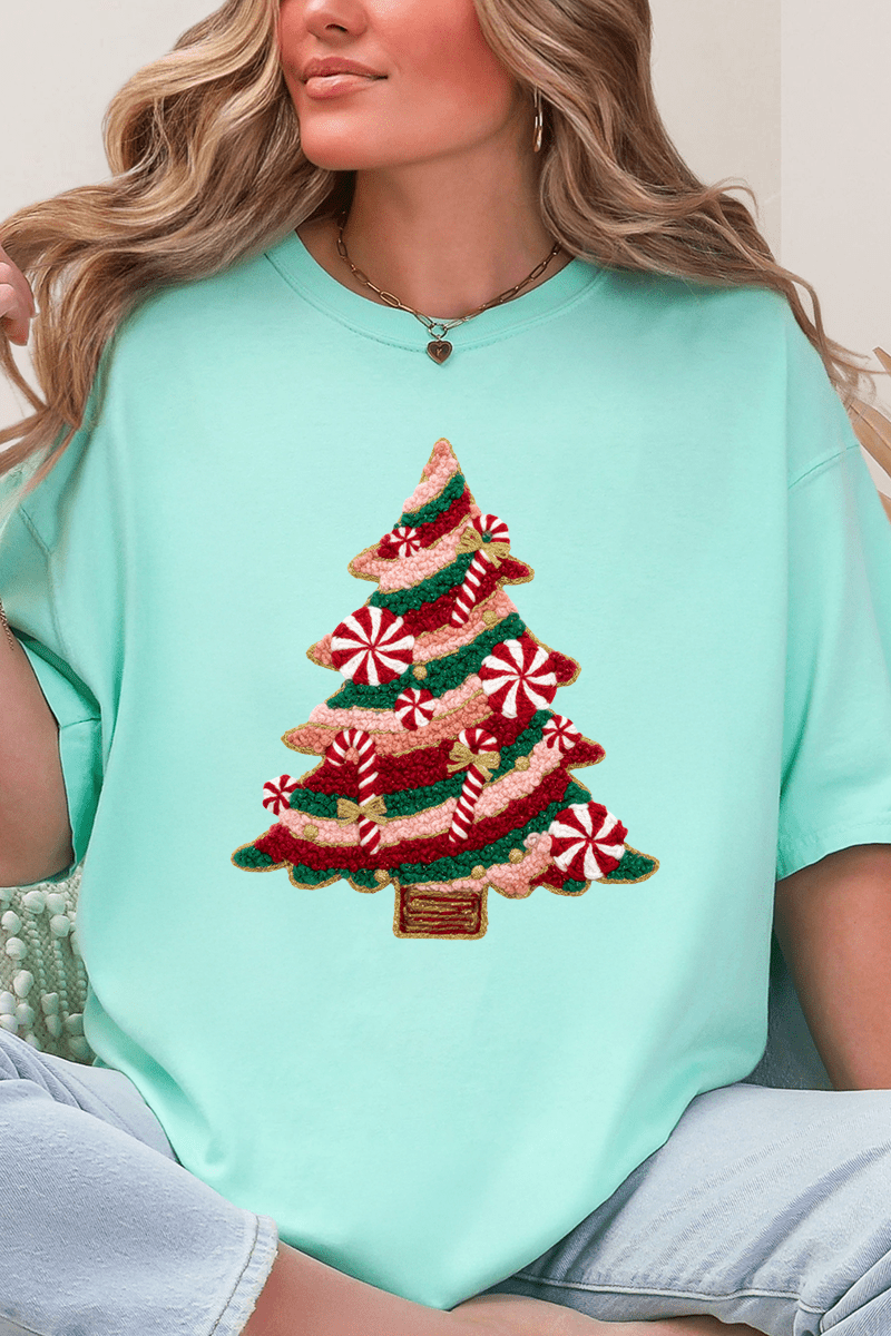 Faux Yarn Candy Cane Wishes Comfort Colors Adult Ring - Spun Cotton Tee - Wholesale Accessory Market