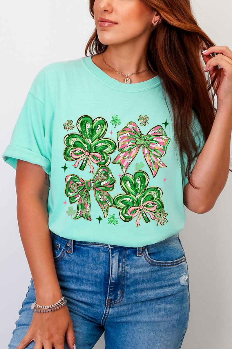 Lucky Luxe Bows Comfort Colors Adult Ring - Spun Cotton Tee - Wholesale Accessory Market