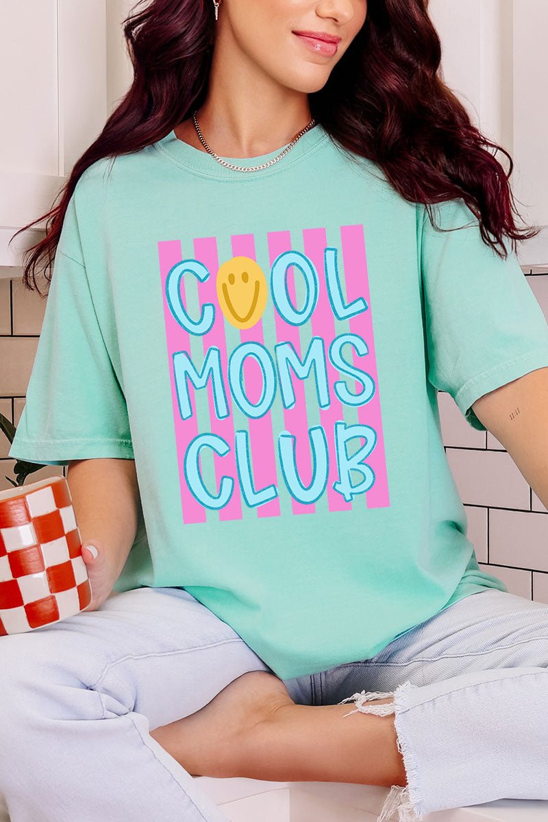 Striped Happy Cool Moms Club Comfort Colors Adult Ring - Spun Cotton Tee - Wholesale Accessory Market
