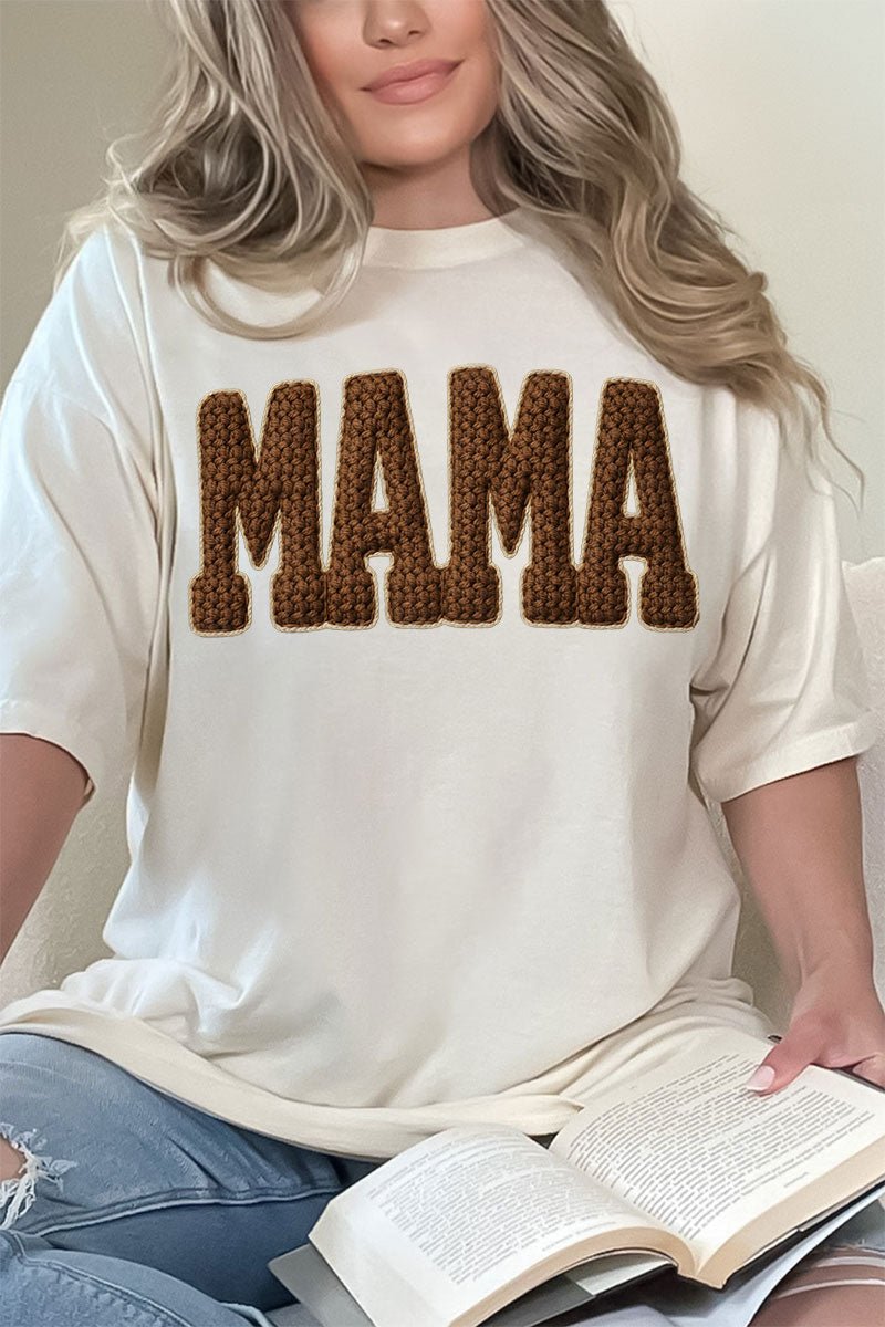 Brown Faux Threaded Mama Comfort Colors Adult Ring - Spun Cotton Tee - Wholesale Accessory Market