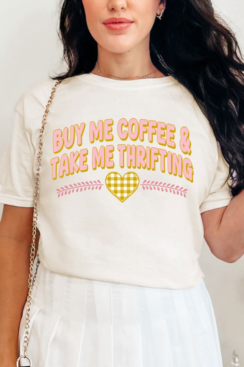 Buy Me Coffee & Take Me Thrifting Comfort Colors Adult Ring - Spun Cotton Tee - Wholesale Accessory Market