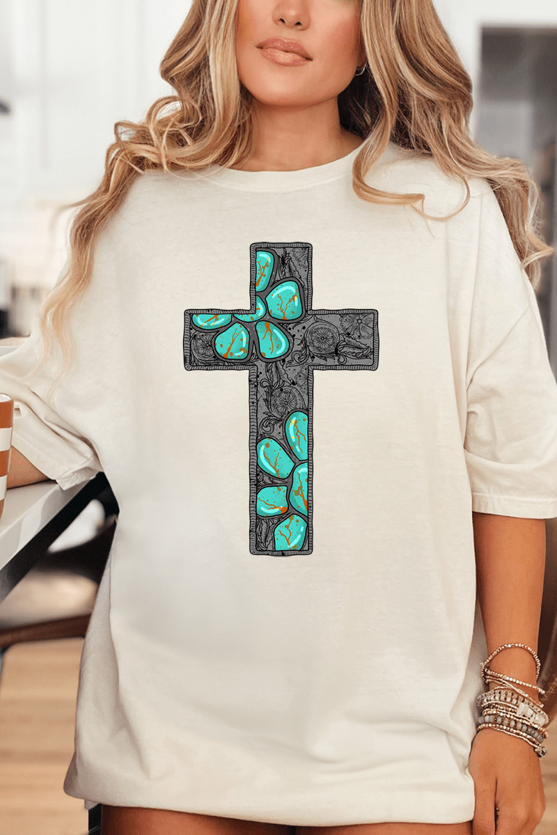 Concho Cross Comfort Colors Adult Ring - Spun Cotton Tee - Wholesale Accessory Market