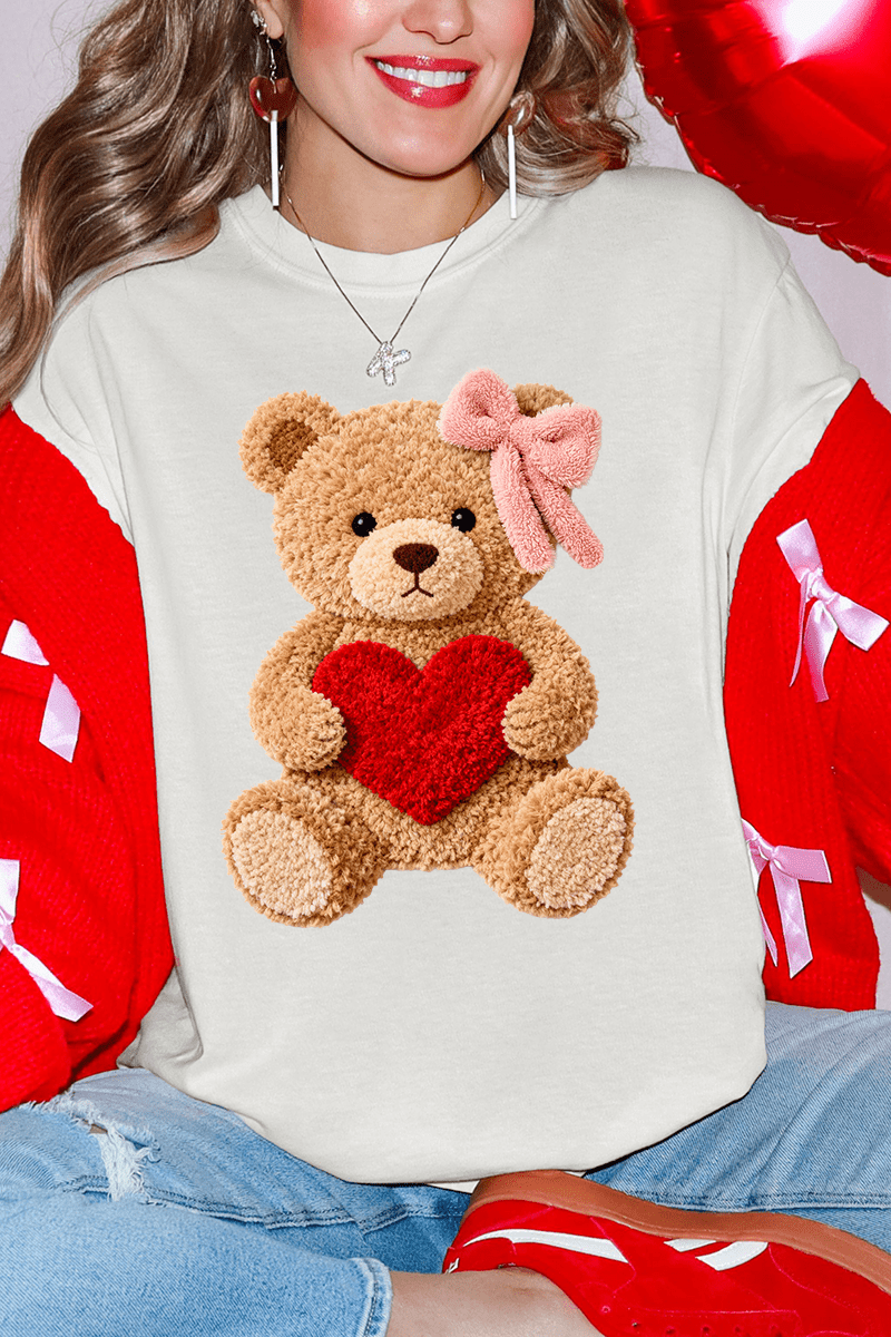 Cozy Heart Cub Faux Yarn Comfort Colors Adult Ring - Spun Cotton Tee - Wholesale Accessory Market