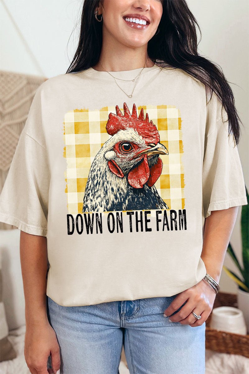 Down On The Farm Chicken Comfort Colors Adult Ring - Spun Cotton Tee - Wholesale Accessory Market