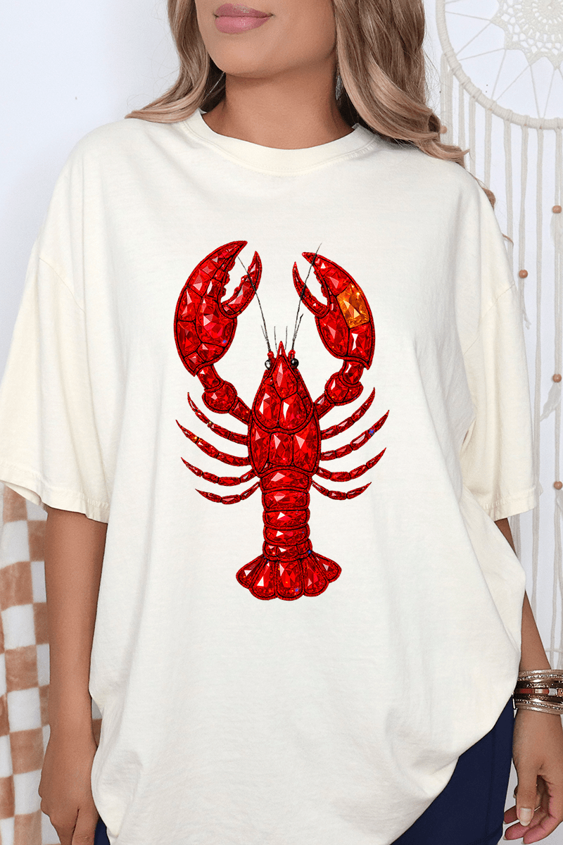 Faux Rhinestone Crawfish Comfort Colors Adult Ring - Spun Cotton Tee - Wholesale Accessory Market
