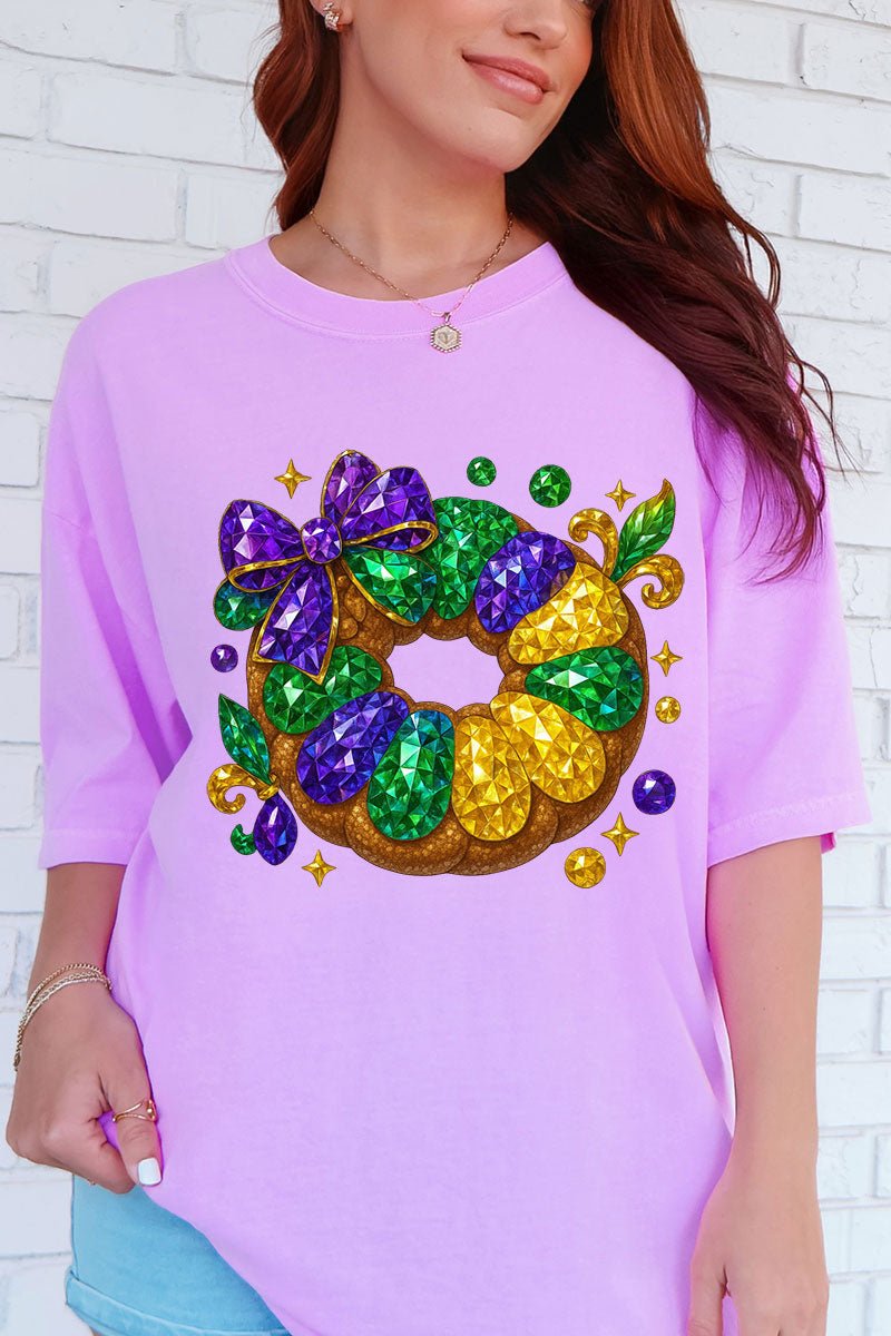 Faux Rhinestone King Cake Comfort Colors Adult Ring - Spun Cotton Tee - Wholesale Accessory Market