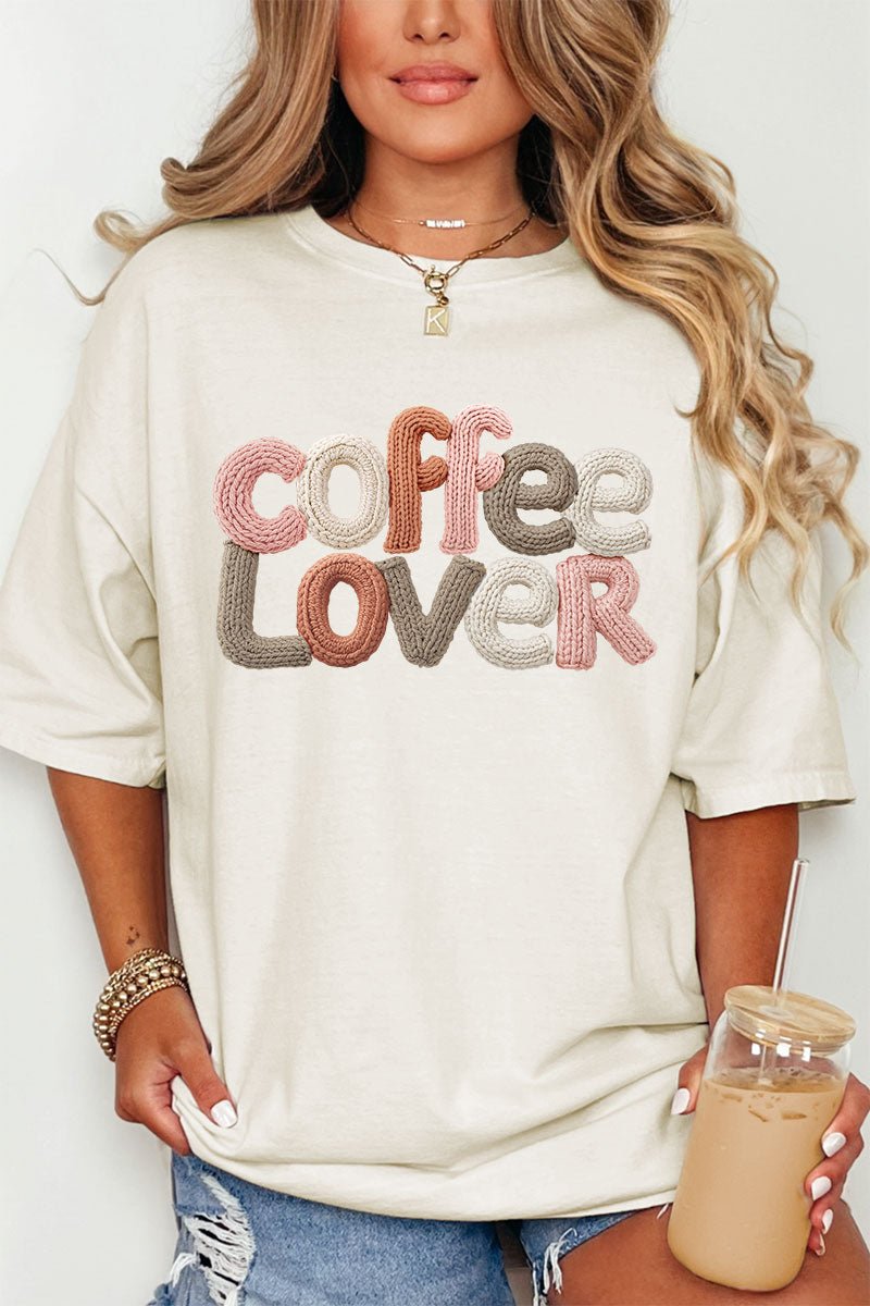 Faux Yarn Coffee Lover Comfort Colors Adult Ring - Spun Cotton Tee - Wholesale Accessory Market