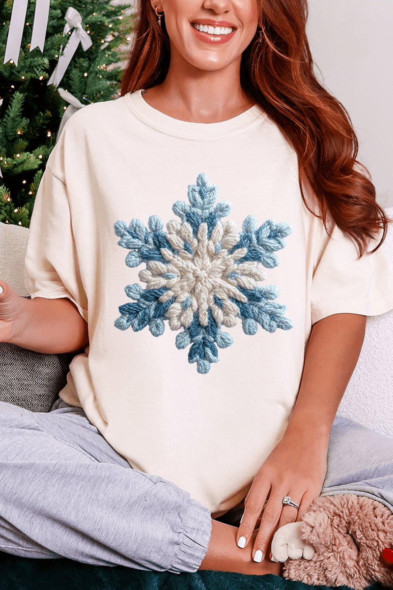 Faux Yarn Snow Day Snowflake Comfort Colors Adult Ring - Spun Cotton Tee - Wholesale Accessory Market