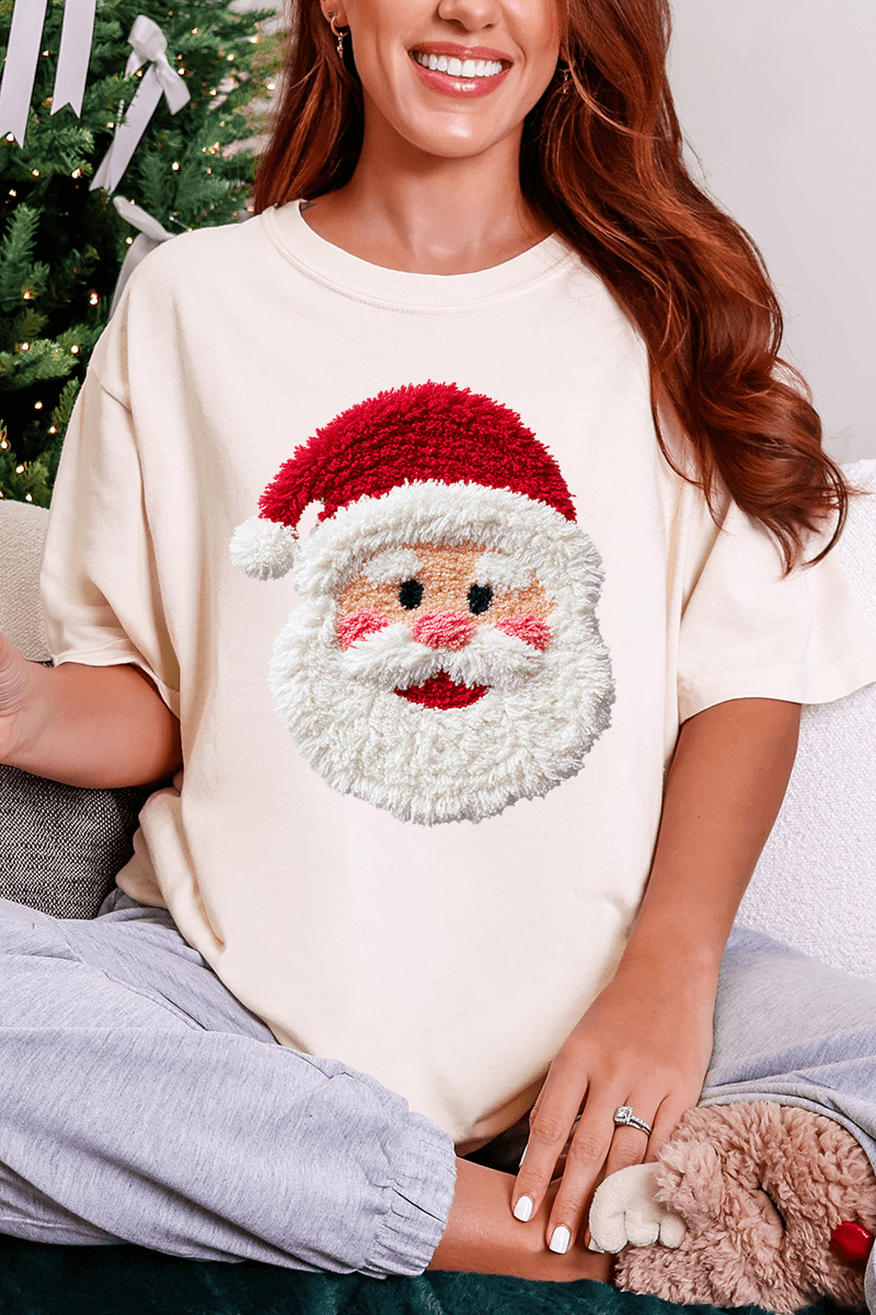 Faux Yarn Stitched With Cheer Santa Comfort Colors Adult Ring - Spun Cotton Tee - Wholesale Accessory Market