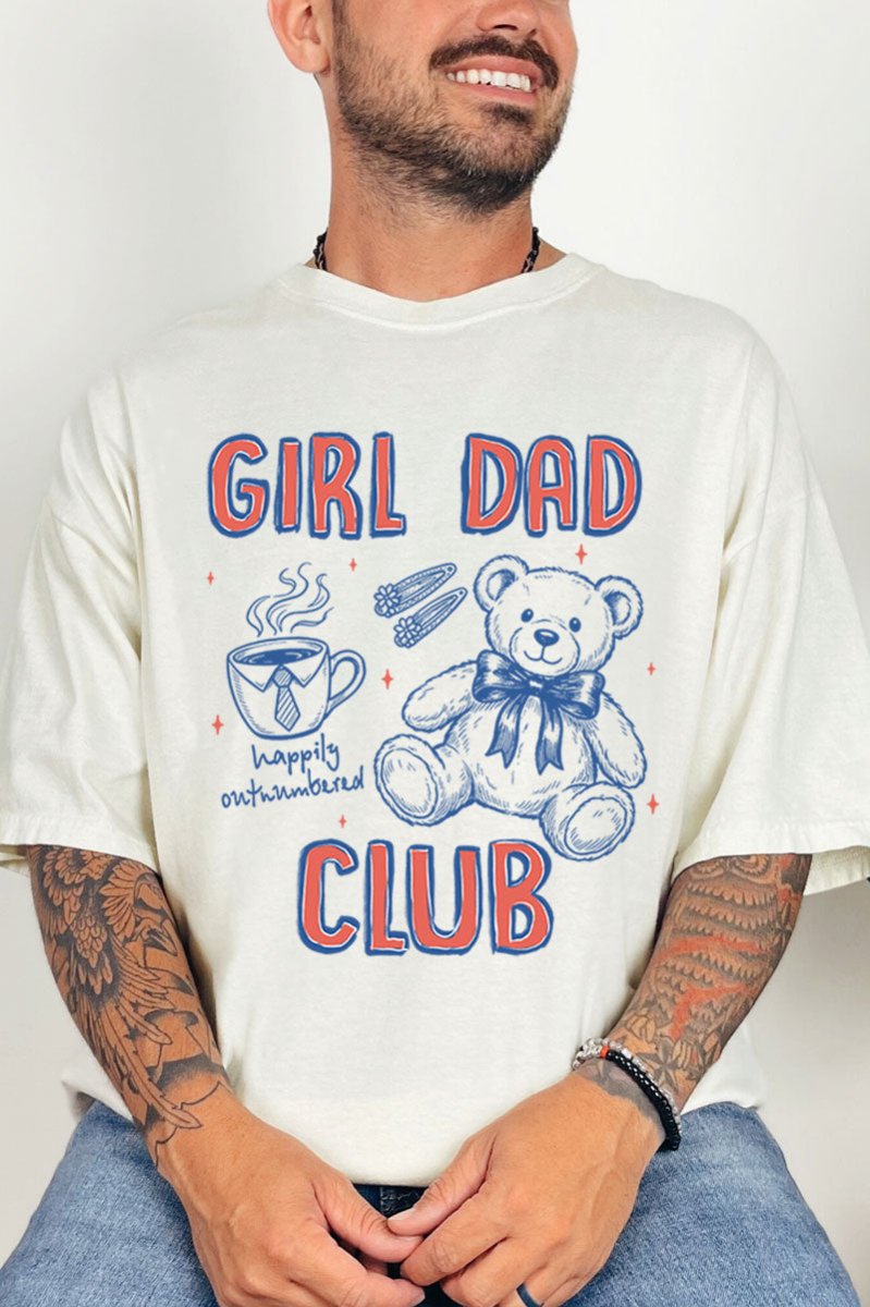Happily Outnumbered Girl Dad Club Comfort Colors Adult Ring - Spun Cotton Tee - Wholesale Accessory Market