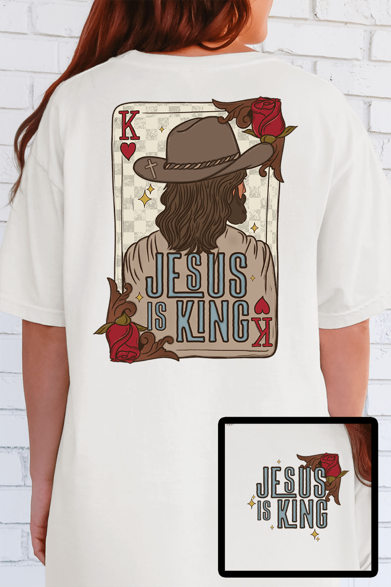 Jesus Is King Front & Back Comfort Colors Adult Ring - Spun Cotton Tee - Wholesale Accessory Market