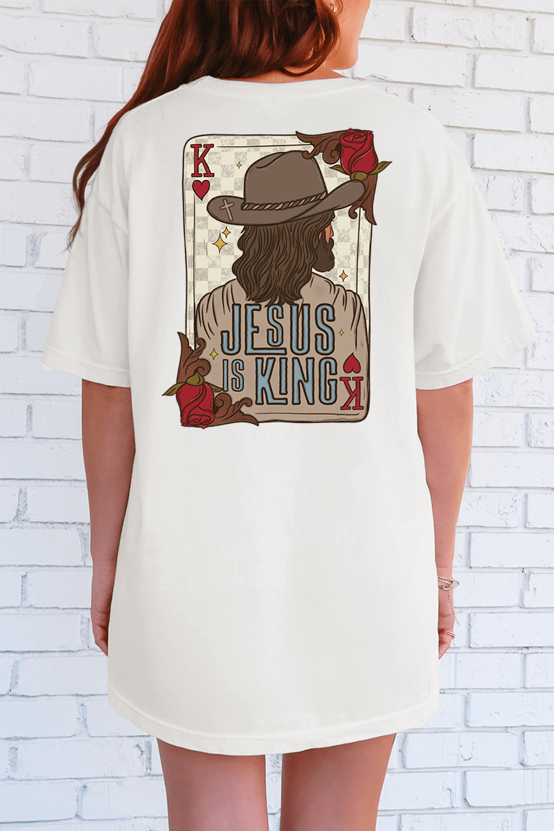 Jesus Is King Front & Back Comfort Colors Adult Ring - Spun Cotton Tee - Wholesale Accessory Market