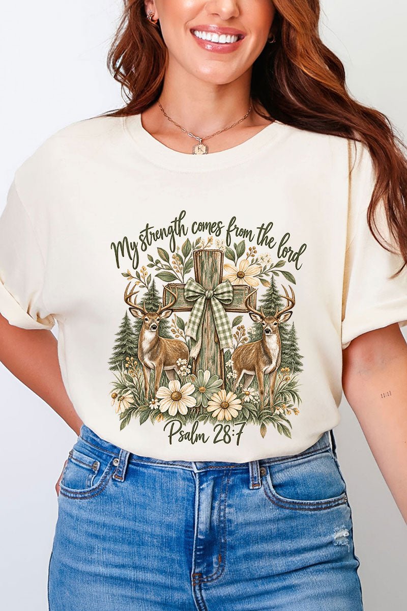 My Strength Woodland Deer Comfort Colors Adult Ring-Spun Cotton Tee - Wholesale Accessory Market