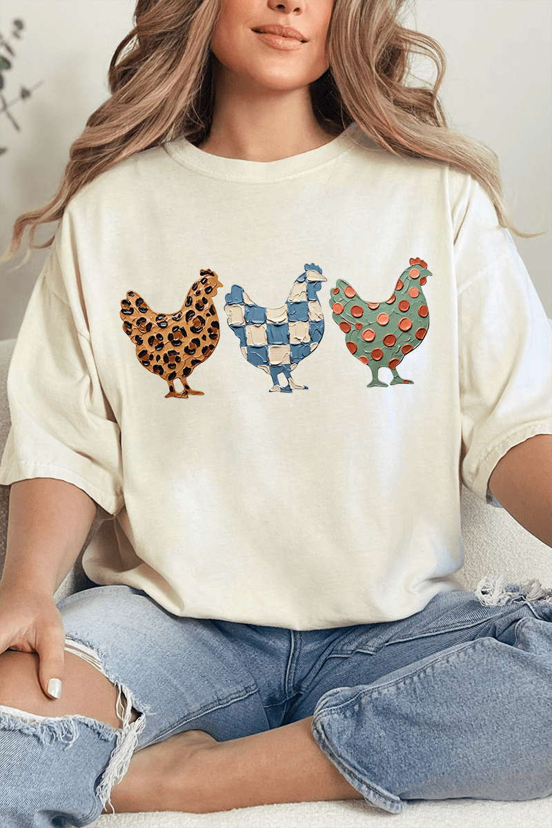Painted Hen Trio Comfort Colors Adult Ring-Spun Cotton Tee - Wholesale Accessory Market