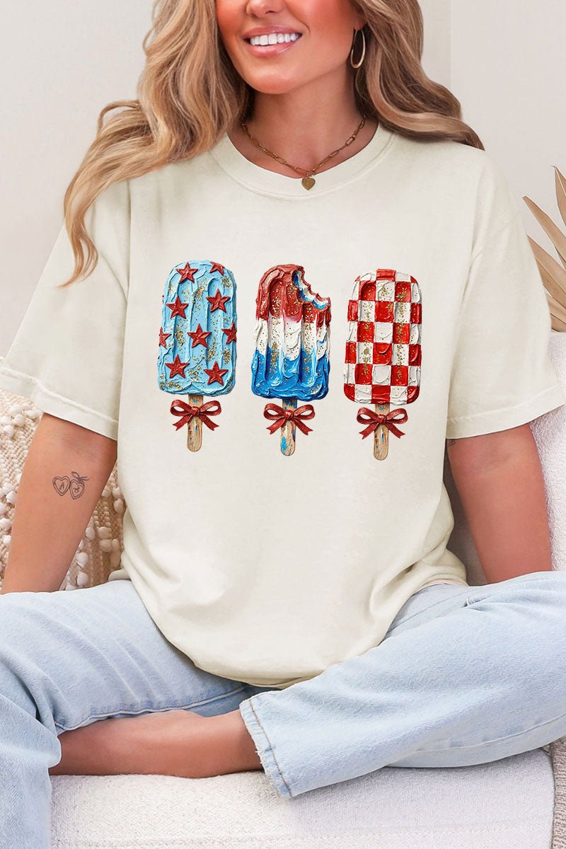 Painted Patriotic Popsicles Comfort Colors Adult Ring - Spun Cotton Tee - Wholesale Accessory Market