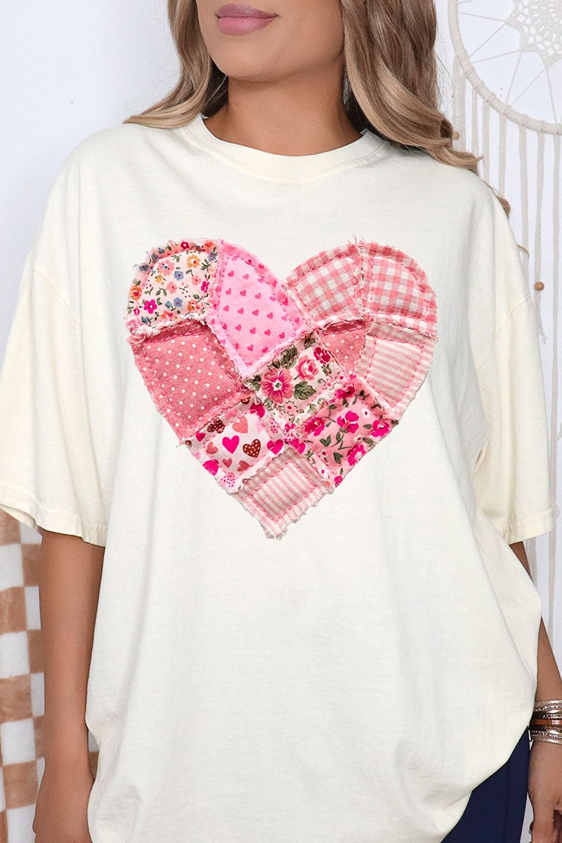 Patchwork Heart Comfort Colors Adult Ring - Spun Cotton Tee - Wholesale Accessory Market