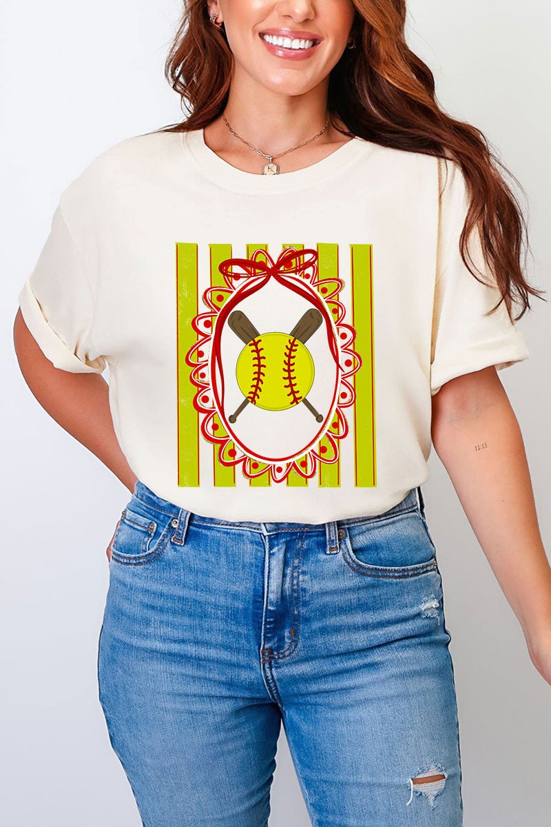 Softball Stripes Comfort Colors Adult Ring - Spun Cotton Tee - Wholesale Accessory Market
