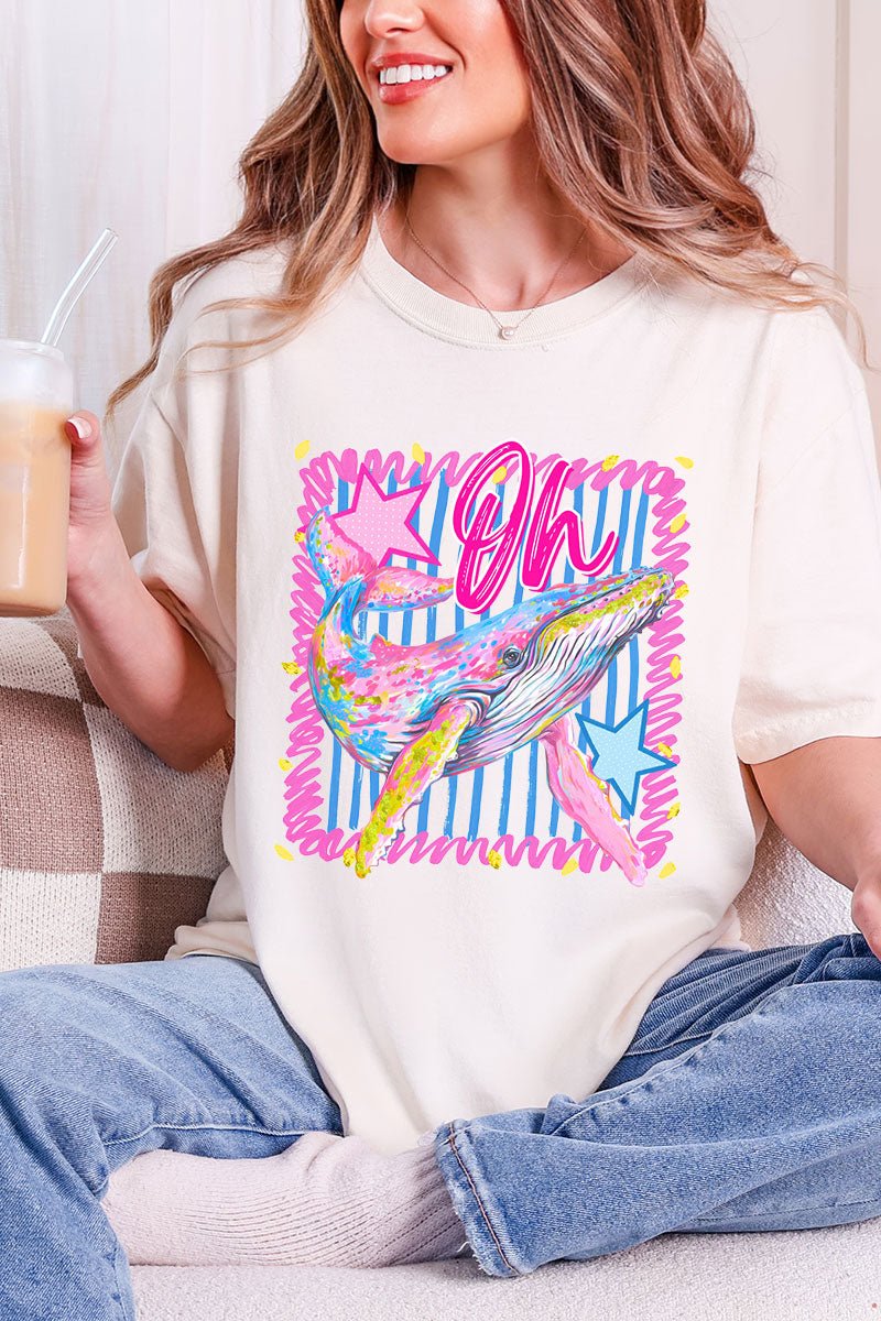 Striped Oh Whale Comfort Colors Adult Ring - Spun Cotton Tee - Wholesale Accessory Market