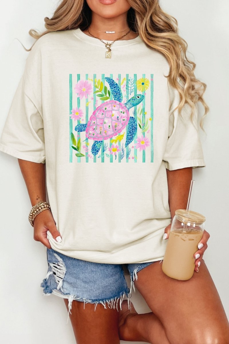 Turtle Coastal Garden Comfort Colors Adult Ring - Spun Cotton Tee - Wholesale Accessory Market