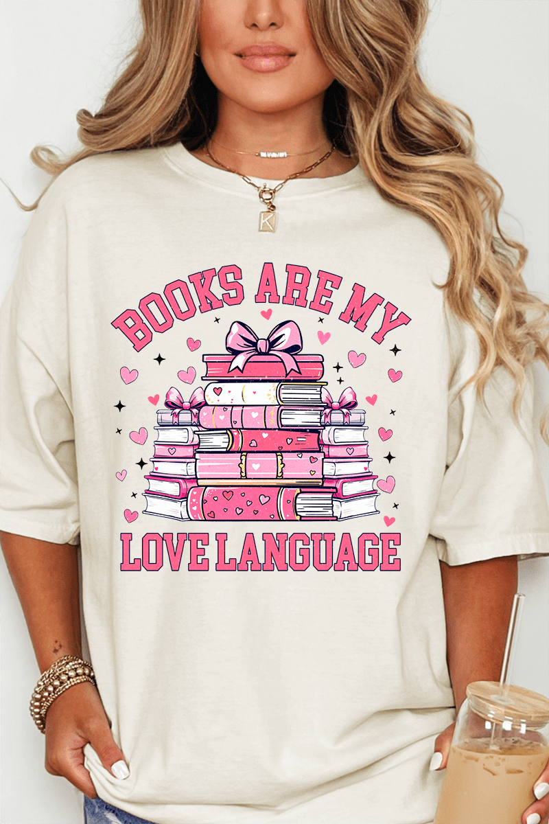 Valentine Books Are My Love Language Comfort Colors Adult Ring - Spun Cotton Tee - Wholesale Accessory Market