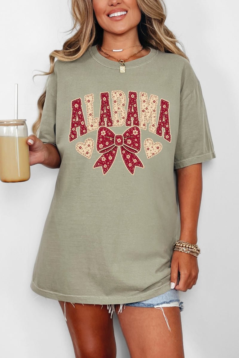 Alabama Blooming Bow Comfort Colors Adult Ring-Spun Cotton Tee - Wholesale Accessory Market