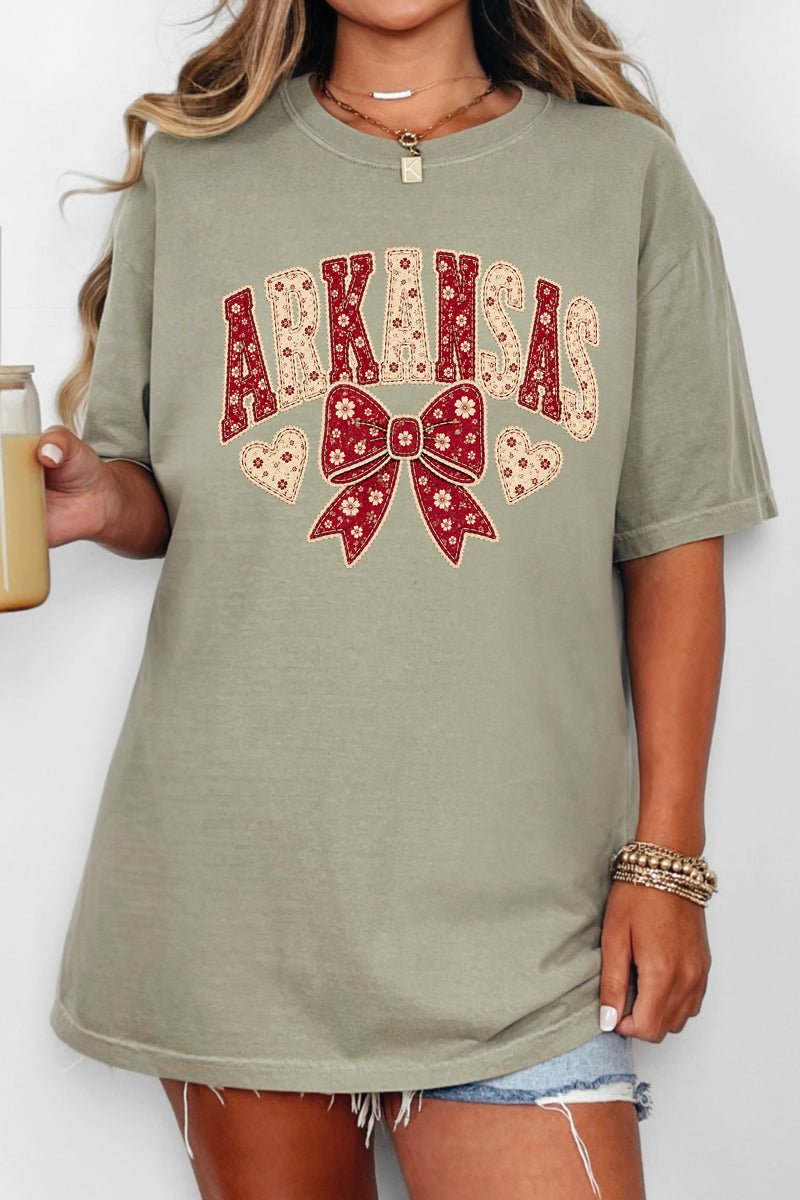 Arkansas Blooming Bow Comfort Colors Adult Ring-Spun Cotton Tee - Wholesale Accessory Market