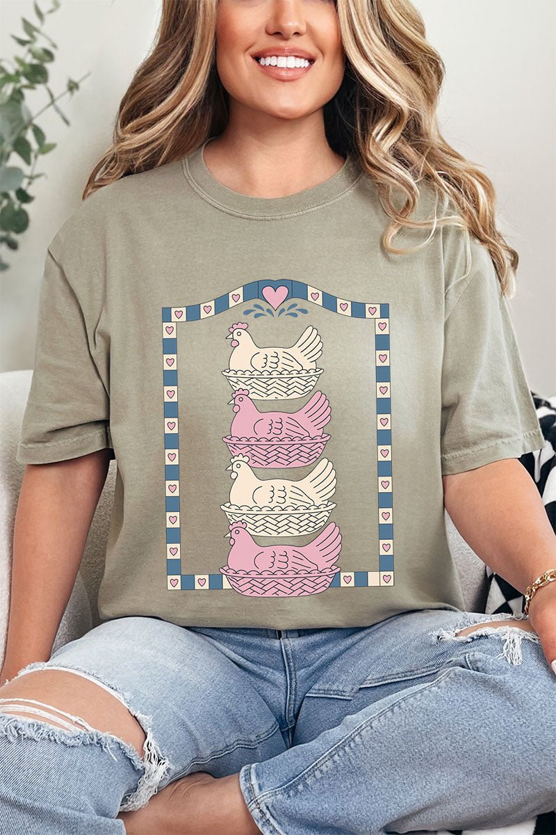 Hen Stack Hearts Comfort Colors Adult Ring - Spun Cotton Tee - Wholesale Accessory Market