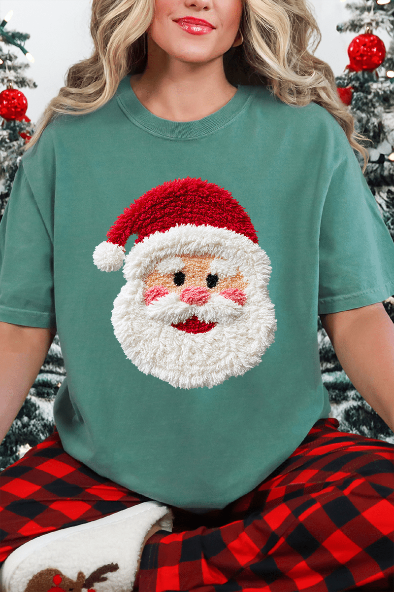 Faux Yarn Stitched With Cheer Santa Comfort Colors Adult Ring - Spun Cotton Tee - Wholesale Accessory Market