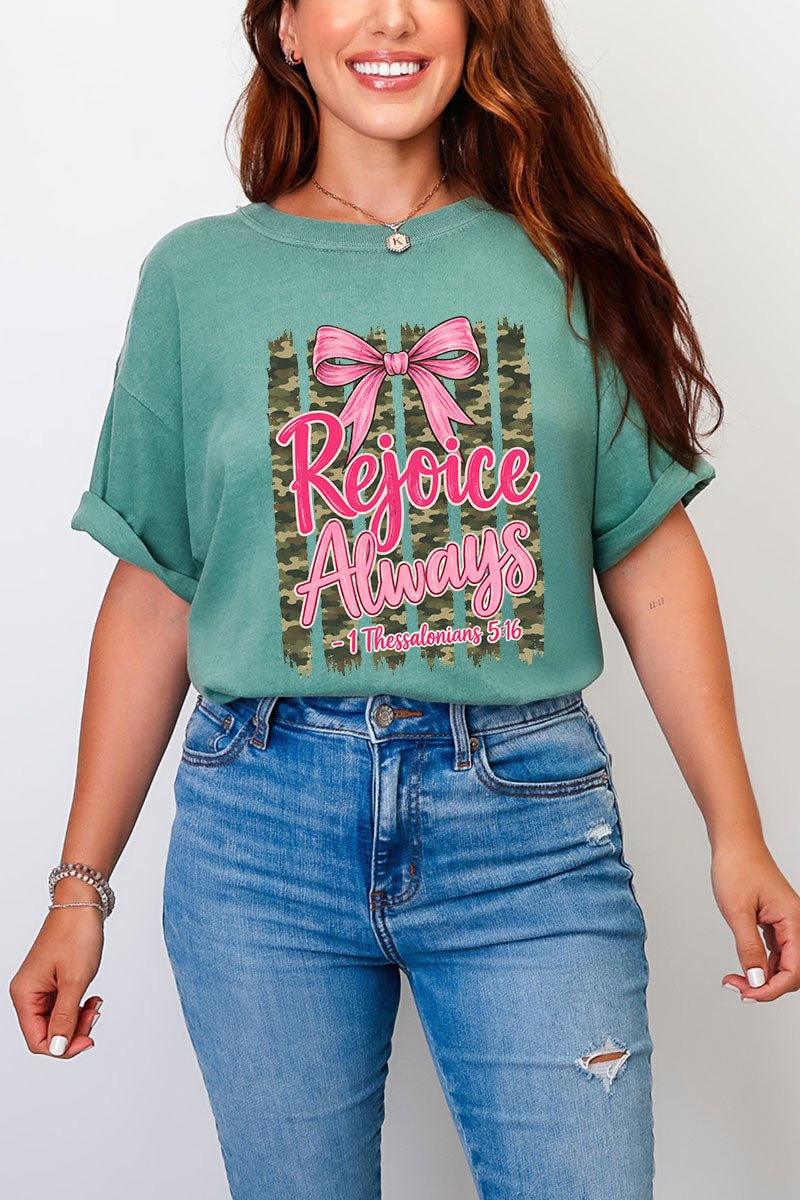 Rejoice Always Girly Camo Comfort Colors Adult Ring-Spun Cotton Tee - Wholesale Accessory Market