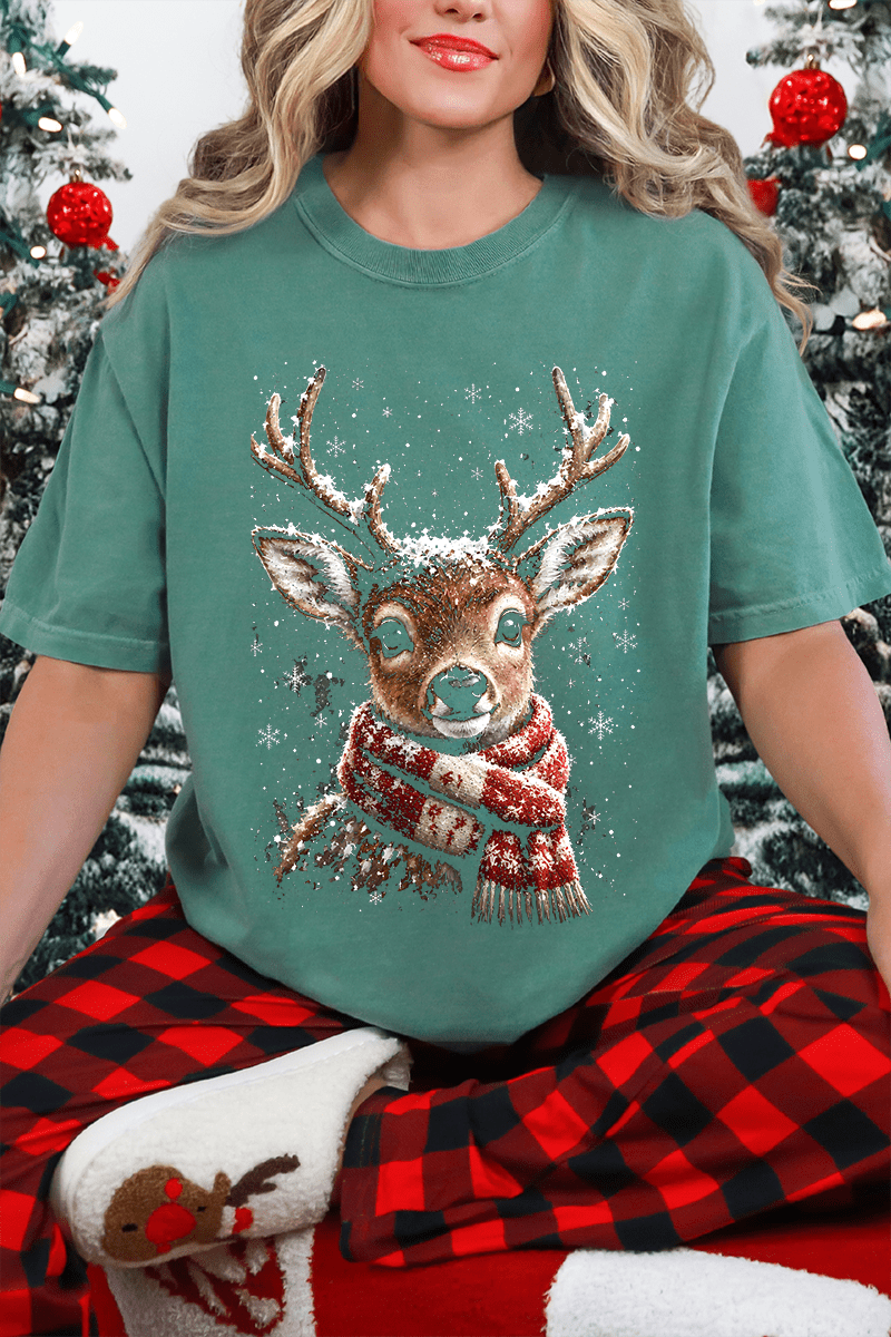 Snow Kissed Reindeer Comfort Colors Adult Ring-Spun Cotton Tee - Wholesale Accessory Market