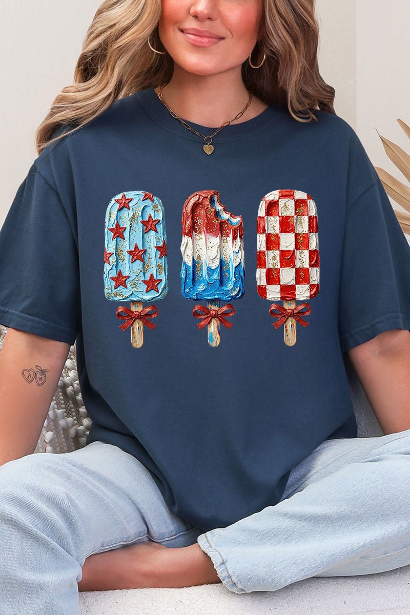 Painted Patriotic Popsicles Comfort Colors Adult Ring - Spun Cotton Tee - Wholesale Accessory Market