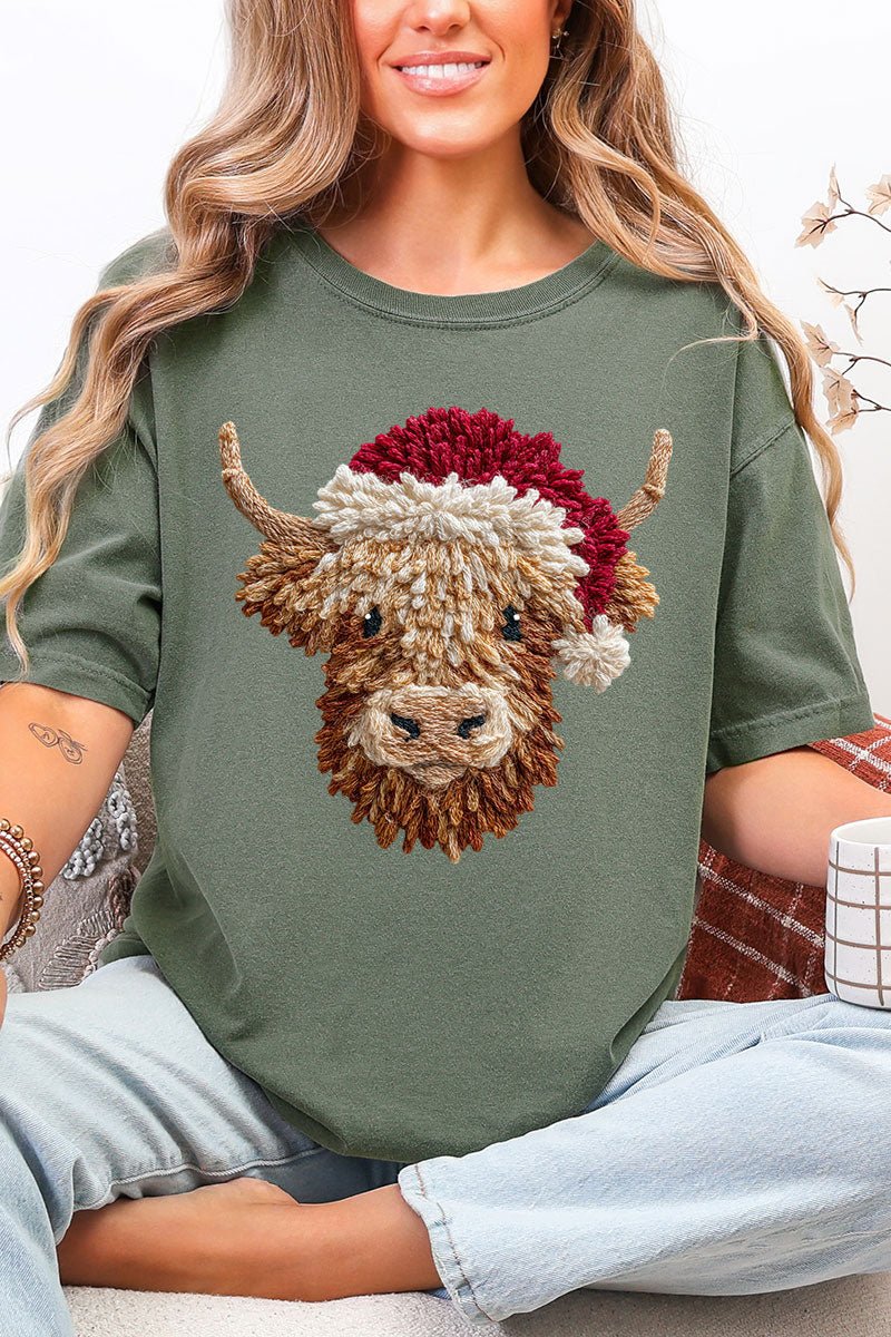 Faux Yarn Highland Cow Comfort Colors Adult Ring - Spun Cotton Tee - Wholesale Accessory Market