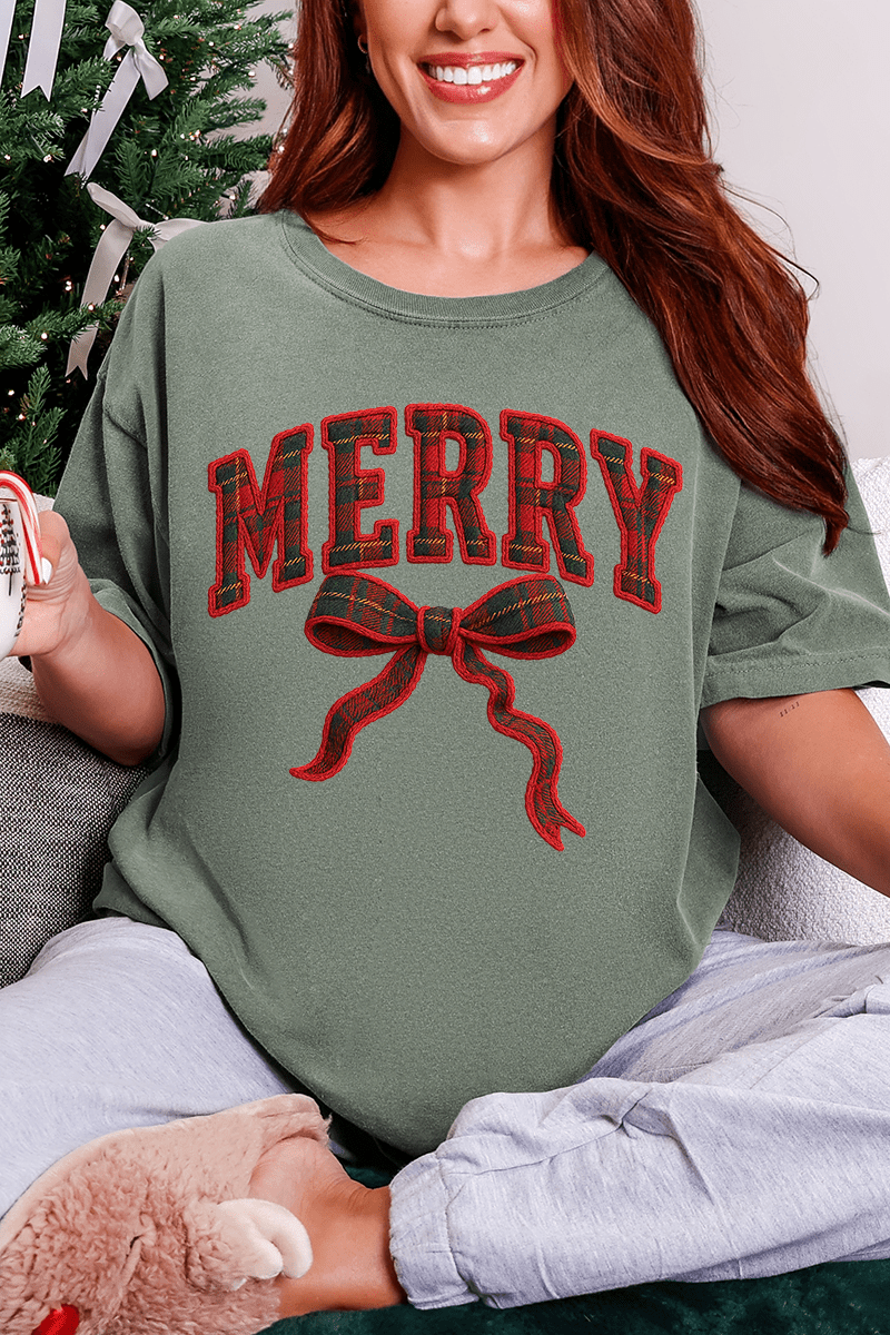 Merry In Plaid Comfort Colors Adult Ring - Spun Cotton Tee - Wholesale Accessory Market