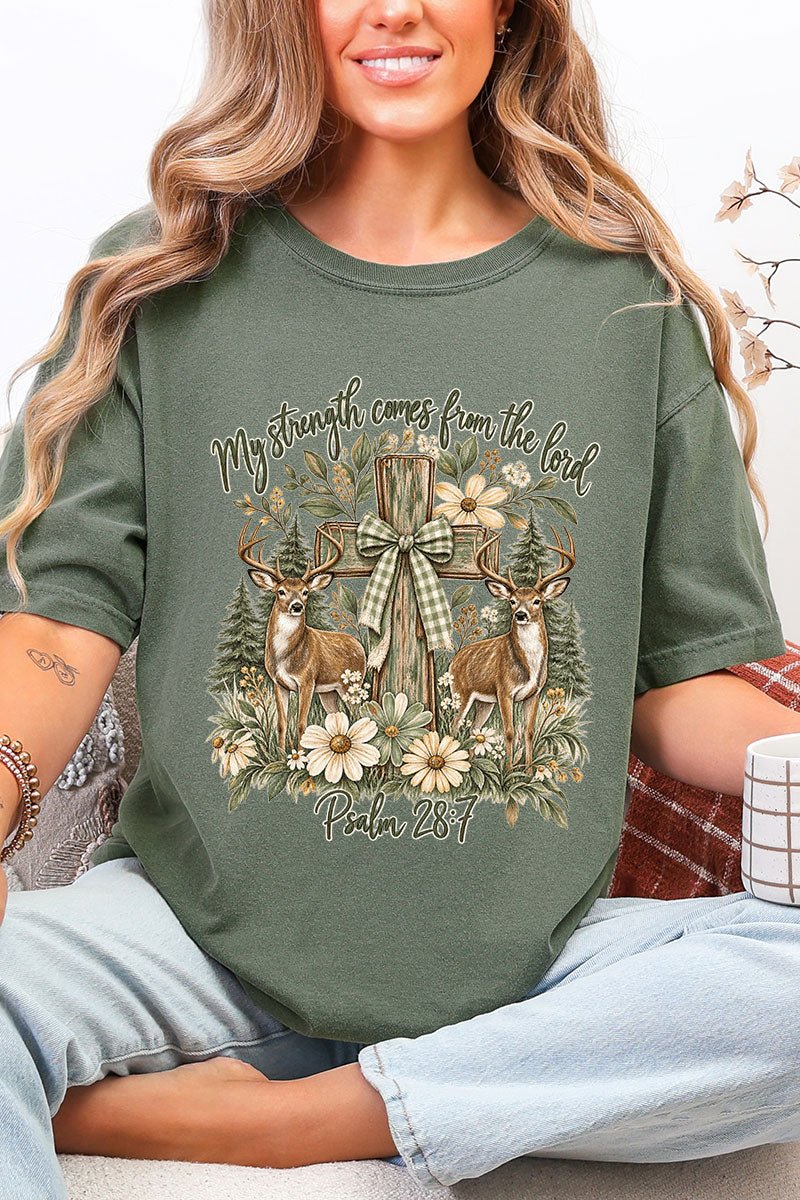 My Strength Woodland Deer Comfort Colors Adult Ring-Spun Cotton Tee - Wholesale Accessory Market