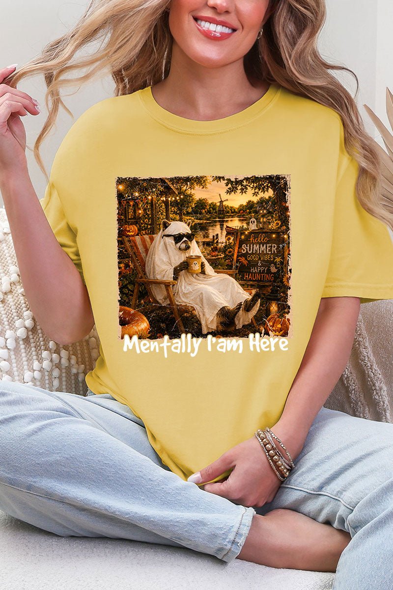 Mentally I Am Here Raccoon Comfort Colors Adult Ring-Spun Cotton Tee - Wholesale Accessory Market