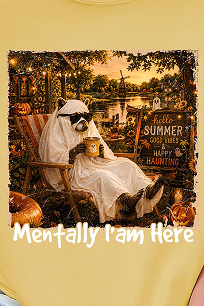 Mentally I Am Here Raccoon Comfort Colors Adult Ring-Spun Cotton Tee - Wholesale Accessory Market