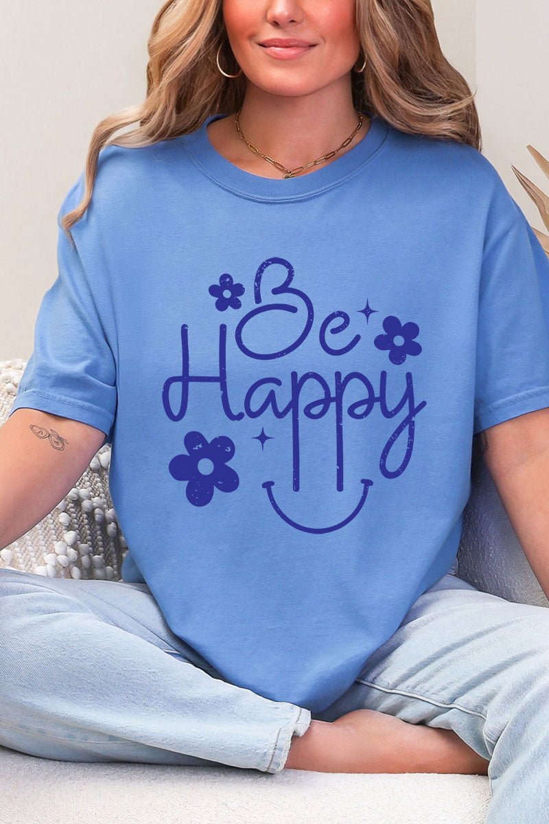 Flower Be Happy Comfort Colors Adult Ring - Spun Cotton Tee - Wholesale Accessory Market