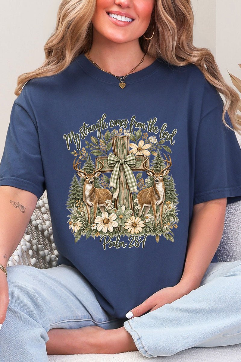 My Strength Woodland Deer Comfort Colors Adult Ring-Spun Cotton Tee - Wholesale Accessory Market