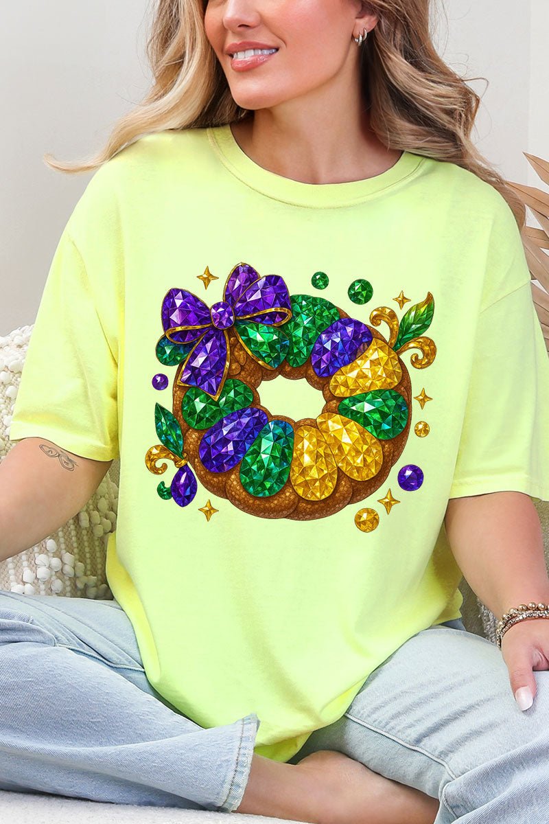 Faux Rhinestone King Cake Comfort Colors Adult Ring - Spun Cotton Tee - Wholesale Accessory Market