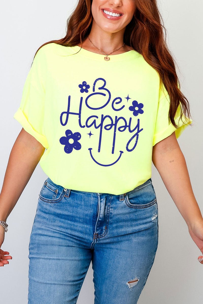 Flower Be Happy Comfort Colors Adult Ring - Spun Cotton Tee - Wholesale Accessory Market
