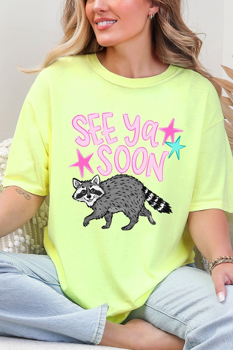 See You Soon Raccoon Full Front & Back Design Comfort Colors Adult Ring - Spun Cotton Tee - Wholesale Accessory Market