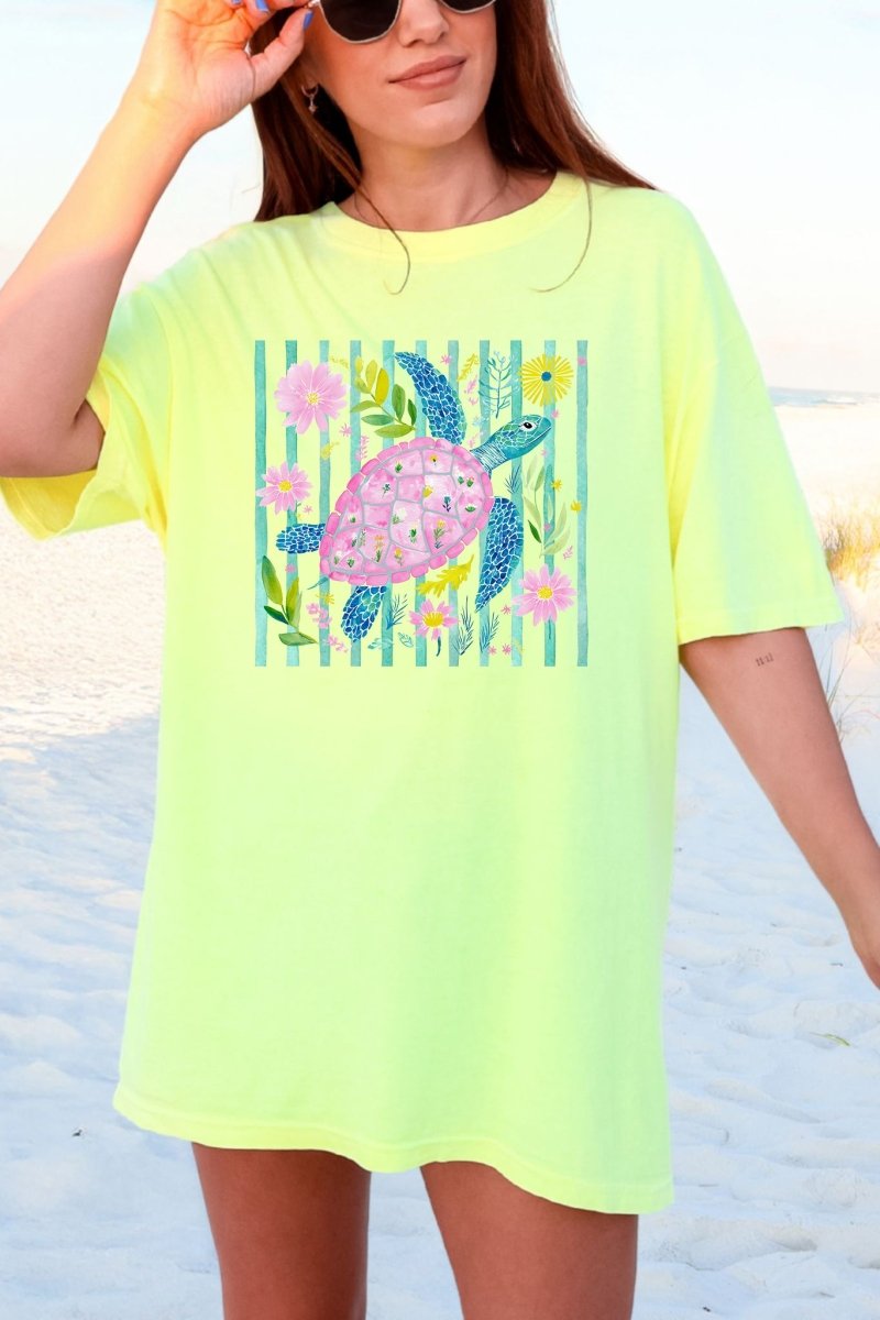 Turtle Coastal Garden Comfort Colors Adult Ring - Spun Cotton Tee - Wholesale Accessory Market