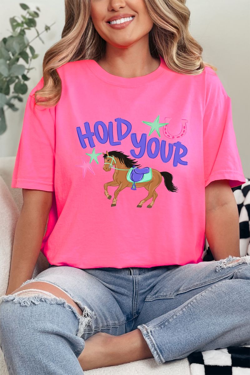 Hold Your Horses Comfort Colors Adult Ring - Spun Cotton Tee - Wholesale Accessory Market