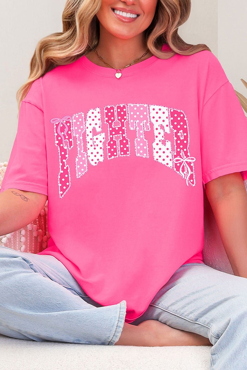 Pink Polka Pop Fighter Comfort Colors Adult Ring-Spun Cotton Tee - Wholesale Accessory Market